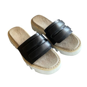 RAG & BONE Seldon Women Size 37/7 Black Leather Urban Slip-On Slide Lug Sandals